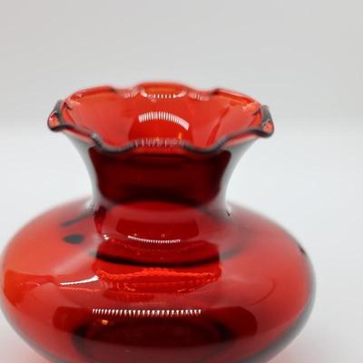 Cranberry Glass Pitcher & (2) Vases