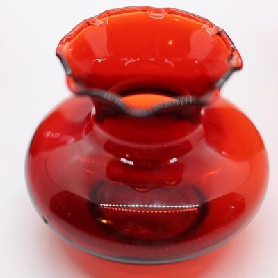 Cranberry Glass Pitcher & (2) Vases