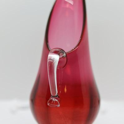 Cranberry Glass Pitcher & (2) Vases