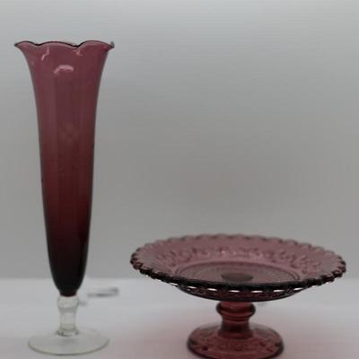 Amethyst Vase & Shallow Dish