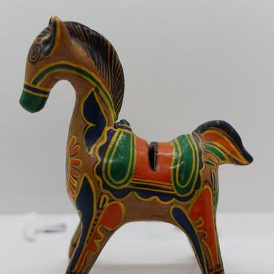 1970s TonalÃ¡ Mexico Ceramic Horse Coin Bank