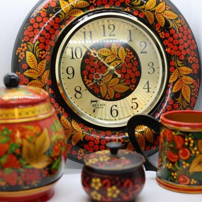 Vintage Russian Khokloma (4) Pieces