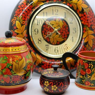 Vintage Russian Khokloma (4) Pieces
