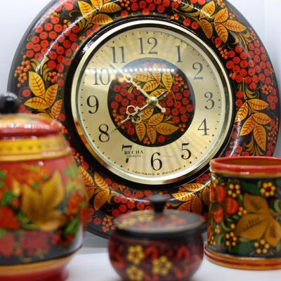 Vintage Russian Khokloma (4) Pieces