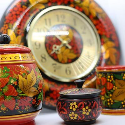Vintage Russian Khokloma (4) Pieces