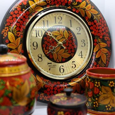 Vintage Russian Khokloma (4) Pieces
