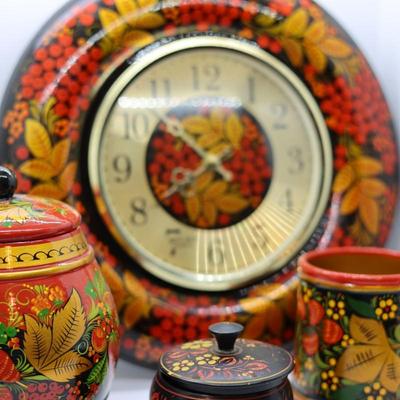 Vintage Russian Khokloma (4) Pieces