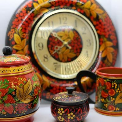 Vintage Russian Khokloma (4) Pieces