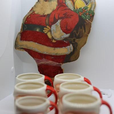 Set of (6) Vintage Santa Mugs & Santa Lagniappe From 1934