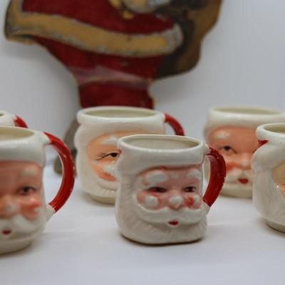 Set of (6) Vintage Santa Mugs & Santa Lagniappe From 1934