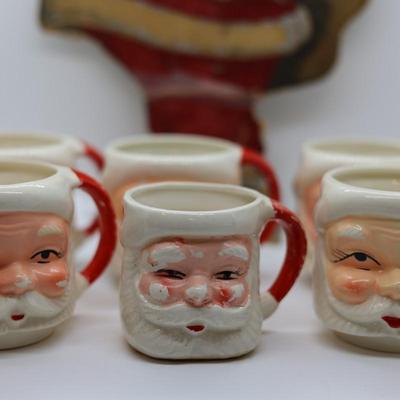 Set of (6) Vintage Santa Mugs & Santa Lagniappe From 1934