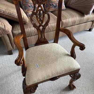 Clean Chippendale Style Ball & Claw Feet Arm Chair