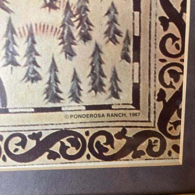 Framed signed Ponderosa map 27x21