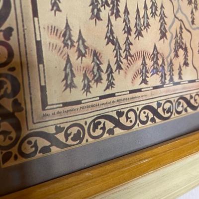 Framed signed Ponderosa map 27x21