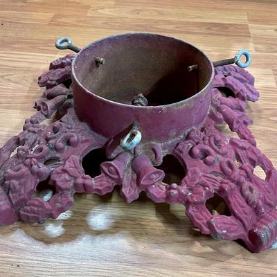 Red cast iron Christmas tree stand