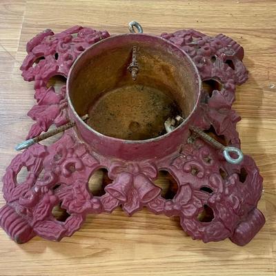 Red cast iron Christmas tree stand