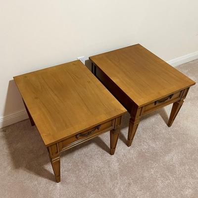 Pair (2) ~ Solid Wood Inlaid End Tables