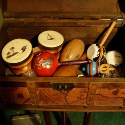 Chest full of musical instruments
