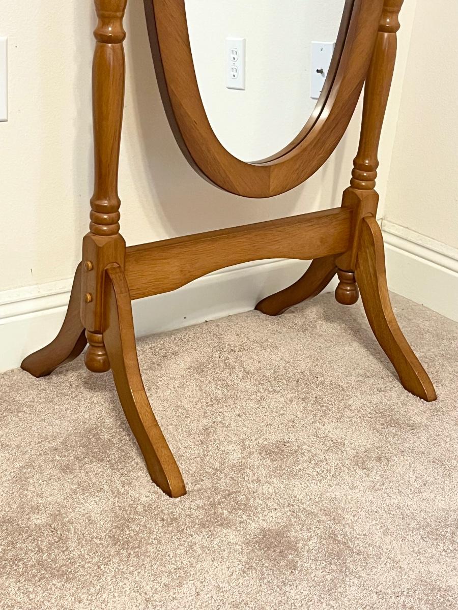 Oval Wood Swivel Floor Mirror