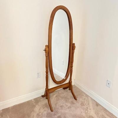 Oval Wood Swivel Floor Mirror