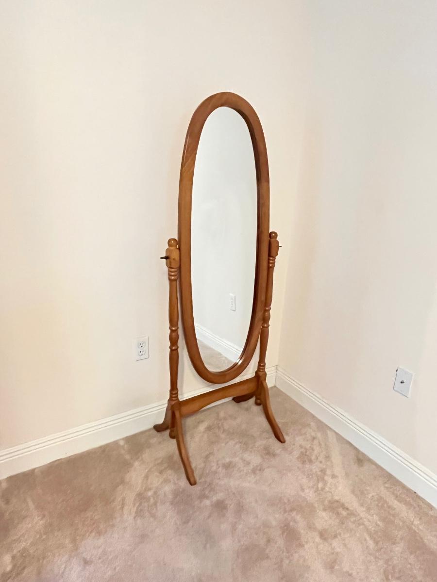 Oval Wood Swivel Floor Mirror