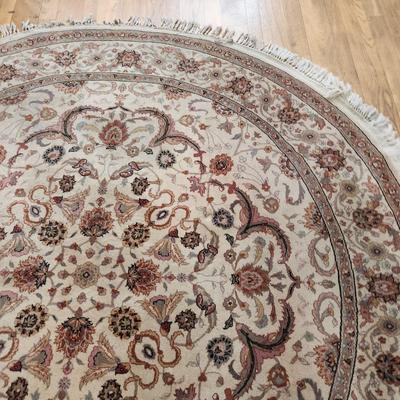 Round Oriental Rug with Fringe 93" diameter