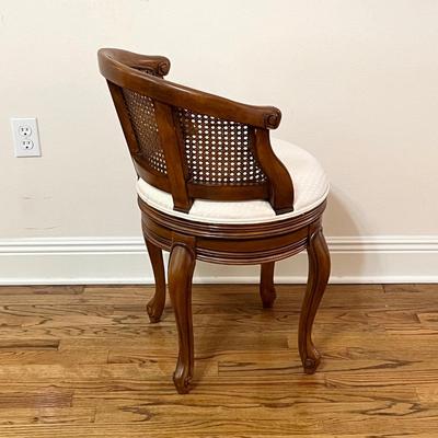 HILLSDALE ~ French Provincial Upholstered Swivel Cane Vanity Chair