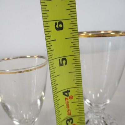 43 - Anchor Hocking Berwick Boopie Gold Rim Footed Glasses