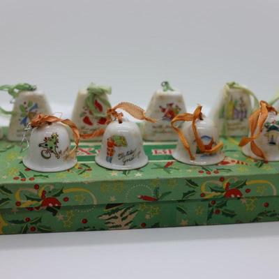 Vintage/MCM Japan Ceramic Painted Ornament Bells W/ Original Boxes