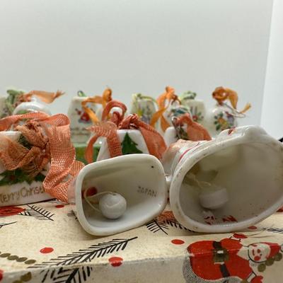 Vintage/MCM Japan Ceramic Painted Ornament Bells W/ Original Boxes