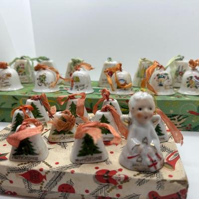 Vintage/MCM Japan Ceramic Painted Ornament Bells W/ Original Boxes