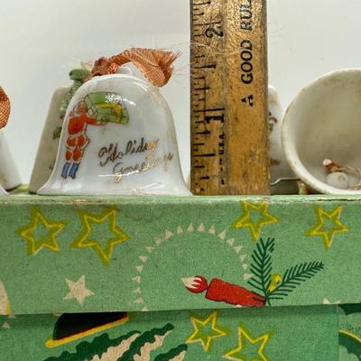 Vintage/MCM Japan Ceramic Painted Ornament Bells W/ Original Boxes