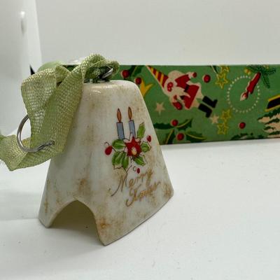 Vintage/MCM Japan Ceramic Painted Ornament Bells W/ Original Boxes