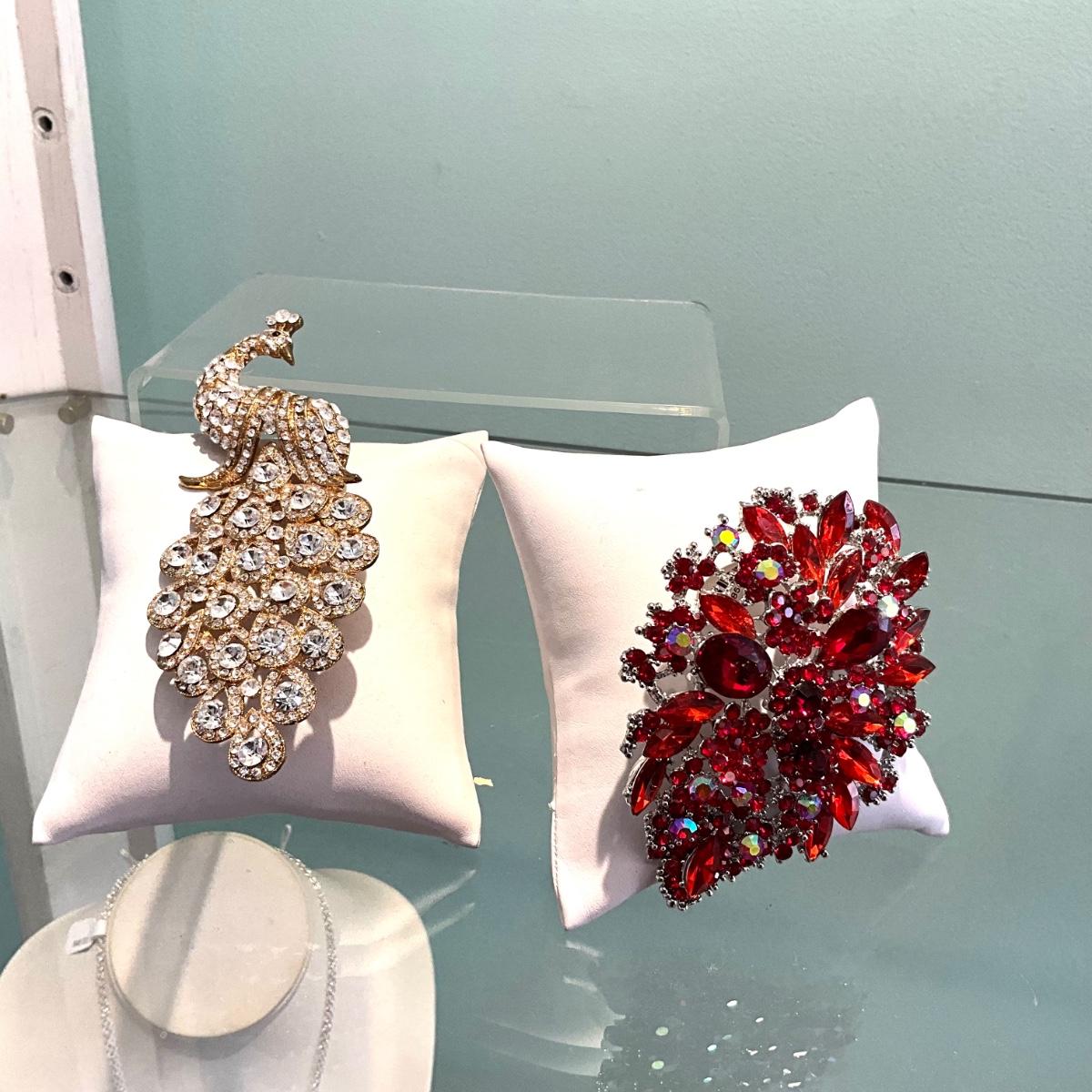 367 Two Large Rhinestone Brooches