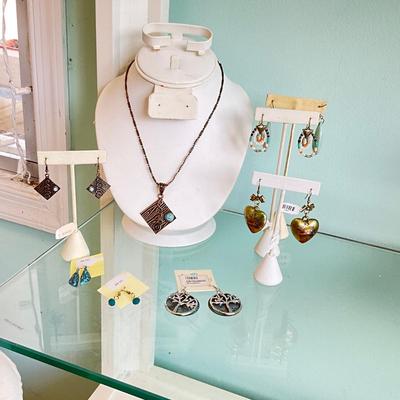 379 Trees and Turquoise Necklace and Seven Pairs of Earrings