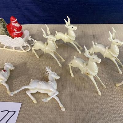 Vintage Santa Sleigh and Reindeer