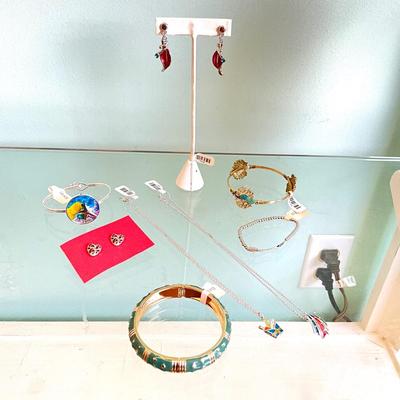 380 Beach Enamel Necklace, Earrings, and Four Bracelets