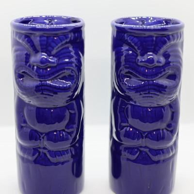 8" Tall Tiki's Grill & Bar Waikiki Hawaii Cobalt Blue