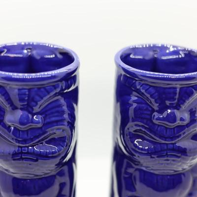 8" Tall Tiki's Grill & Bar Waikiki Hawaii Cobalt Blue