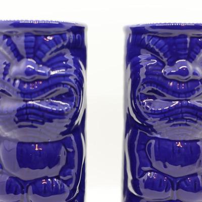 8" Tall Tiki's Grill & Bar Waikiki Hawaii Cobalt Blue