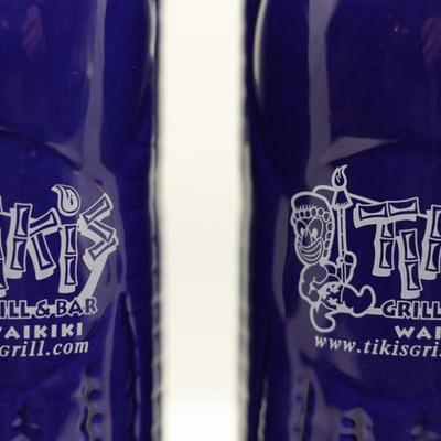 8" Tall Tiki's Grill & Bar Waikiki Hawaii Cobalt Blue