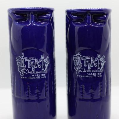 8" Tall Tiki's Grill & Bar Waikiki Hawaii Cobalt Blue