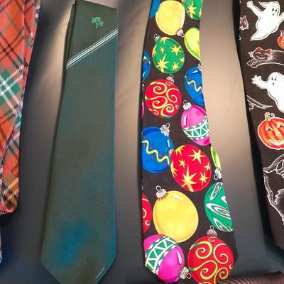 Twelve Neck Ties American Tradition, Halloween & Christmas prints, Cellini, and other brands