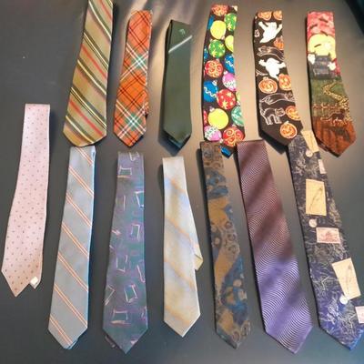 Twelve Neck Ties American Tradition, Halloween & Christmas prints, Cellini, and other brands