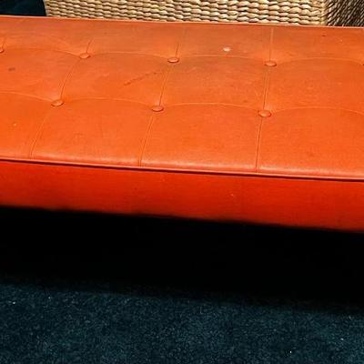 Mid-Century Modern Atomic Orange Tufted Bench