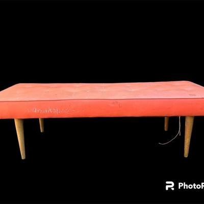Mid-Century Modern Atomic Orange Tufted Bench