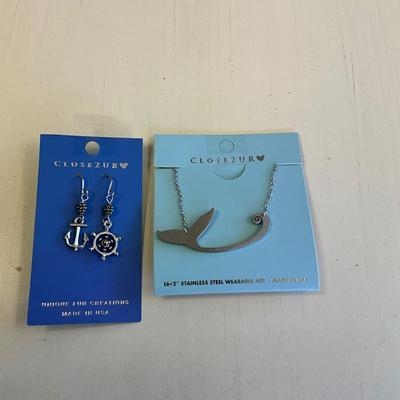 395 Close 2UR Heart Whale Necklace and Nautical Earrings