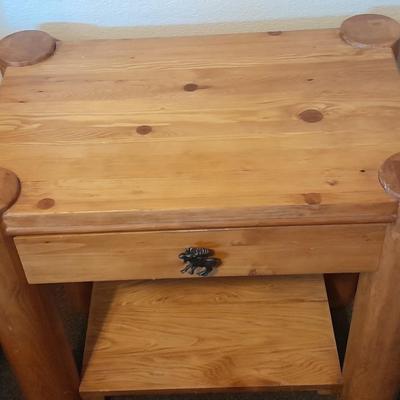 Two-tiered nightstand / side table with moose drawer pull. (2 of 2)