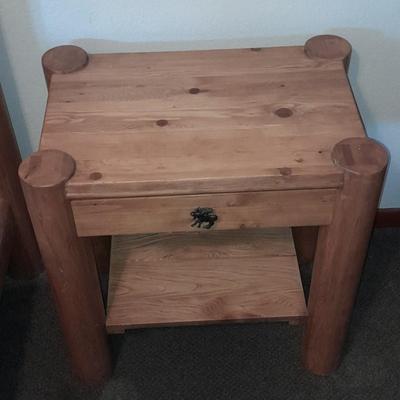 Two-tiered nightstand / side table with moose drawer pull. (2 of 2)