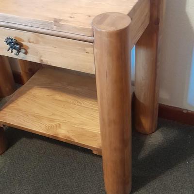 Two-tiered nightstand / side table with moose drawer pull. (2 of 2)